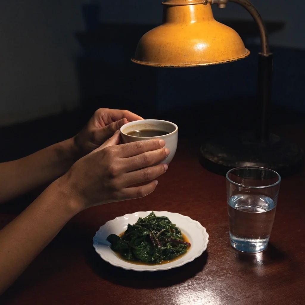 A cup of strong coffee on a work surface